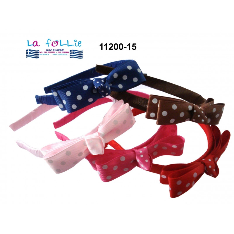 KIDS HEADBAND WITH DOTTED DOUBLE BOW HAIRBANDS